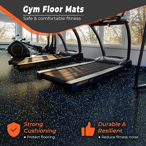 SUPERJARE 0.4'' Thick 48 Pcs 192 Sq Ft Rubber Top Exercise Equipment Mats, High Density EVA Foam Mats with Rubber Top, Interlocking Gym Flooring for Home Gym, Protective Workout Mat, Black in Saudi Arabia
