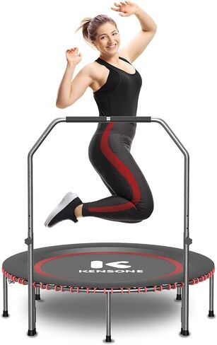 40/48" Low-Impact Rebounder Trampoline for Adults with Bungee, 450/550LBS Quiet Mini Exercise Trampoline with Adjustable U/T-Shaped Foam Handle Bar, Fitness Equipment for Indoor/Gym Workout in Kuwait