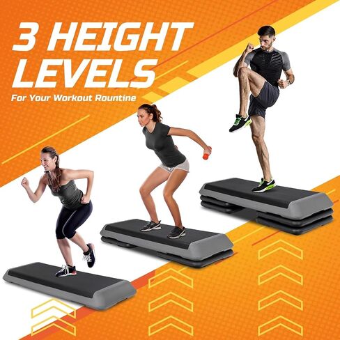 ZENY 43'' Exercise Aerobic Step Platform, Adjustable Fitness Stepper with 4 Stackable Risers, Aerobics Stepper Workout Stepper for Home Gym Cardio Strength & Training in Saudi Arabia