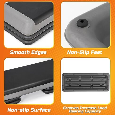 ZENY 43'' Exercise Aerobic Step Platform, Adjustable Fitness Stepper with 4 Stackable Risers, Aerobics Stepper Workout Stepper for Home Gym Cardio Strength & Training in Saudi Arabia