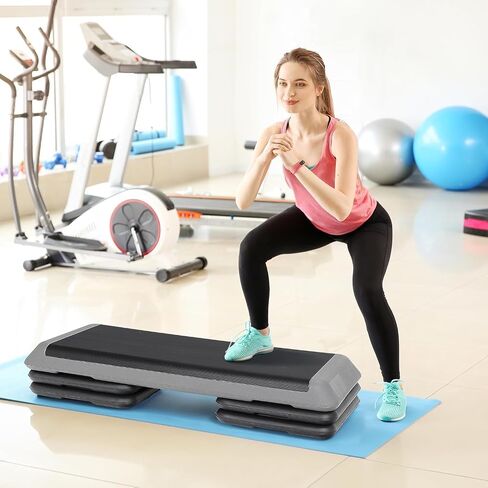 ZENY 43'' Exercise Aerobic Step Platform, Adjustable Fitness Stepper with 4 Stackable Risers, Aerobics Stepper Workout Stepper for Home Gym Cardio Strength & Training in Saudi Arabia