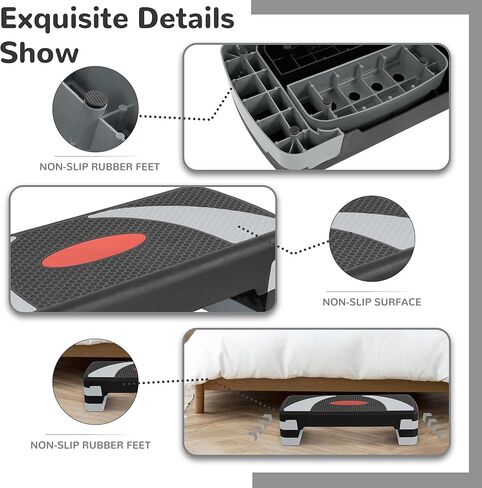 Step Aerobic Platform, 31" Exercise Step with 3 levels Adjustable Height, 4 Stackable Risers, Fitness Training Workout Stepper for Home Gym, Cardio Strength in Saudi Arabia