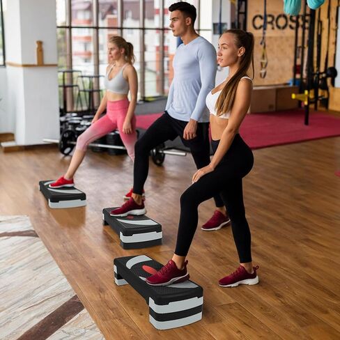Step Aerobic Platform, 31" Exercise Step with 3 levels Adjustable Height, 4 Stackable Risers, Fitness Training Workout Stepper for Home Gym, Cardio Strength in Saudi Arabia