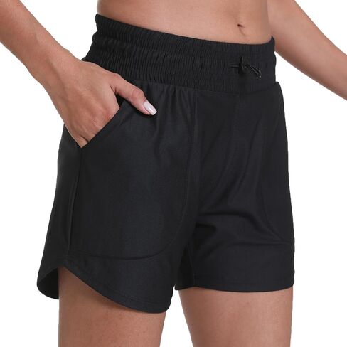 Haowind Workout Shorts for Women with Pockets Mid Waisted Athletic Sport Pants Lightweight Gym Running Shorts with Liner(Hot Pink L) in Saudi Arabia