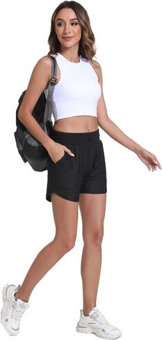 Haowind Workout Shorts for Women with Pockets Mid Waisted Athletic Sport Pants Lightweight Gym Running Shorts with Liner(Hot Pink L) in Saudi Arabia
