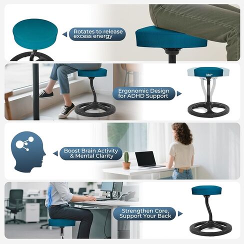 Fitness Seat, ADHD Chair Stool for Stability, Balance, Yoga, Office, School, Wellness, Active Sitting with Non-Slip Base and Washable Seat Cover in Kuwait
