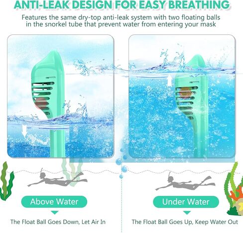 Kids Snorkel Mask Full Face, Snorkeling Gear for Kids 2-14 with Camera Mount, 180 Degree Panoramic View Snorkeling Set Anti-Fog Anti-Leak in Kuwait