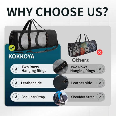 Diving Scuba Surfing Snorkeling Dive Mesh Beach Bag Duffle Bags with Zipper and Adjustable Shoulder Strap for Travel Fitness Camping Swim Gym Gears Balls 23" x 11" in Saudi Arabia