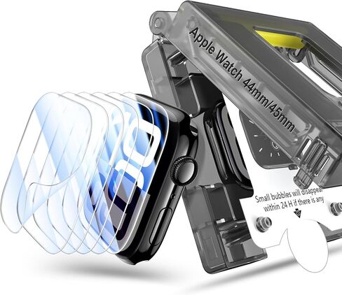 Tensea 6pack متوافق مع واقي شاشة Apple Watch 46mm 42mm 45mm 41mm 44mm 44mm 40mm ، فيلم واقي ناعم مع مجموعة التثبيت ، لسلسلة Iwatch 10 9 8 7 6 5 4 Se Se 2nd in Saudi Arabia