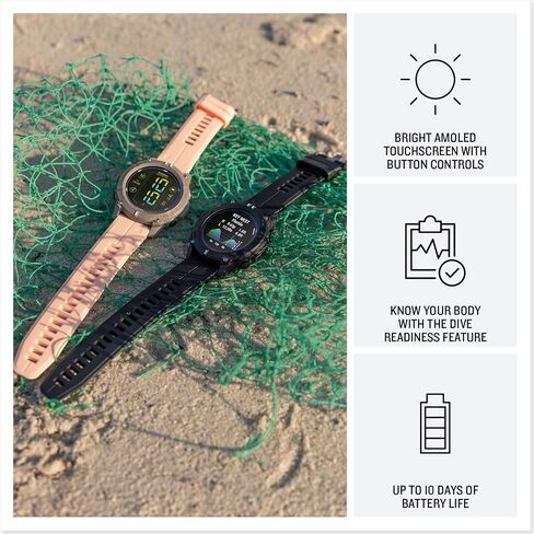 Garmin® Descent™ G2, Watch-Style Dive Computer, Bright AMOLED Display, Multiple Dive Modes, Health and Wellness Features, Black with Black Band in Kuwait