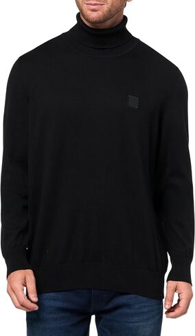 BOSS Men's Square Logo Cotton Blend Turtle Neck Sweater in Saudi Arabia