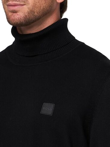BOSS Men's Square Logo Cotton Blend Turtle Neck Sweater in Saudi Arabia