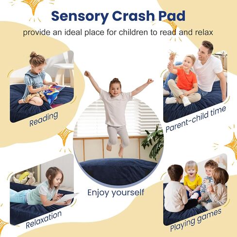 Crash Pads for Kids Sensory, Sensory Crash Pads for Autistic Children, Crash Pads Sensory Pads, Crash Pads Sensory, for Children and Adults,with Washable Cover (5 feet x 5 feet) Blue in Saudi Arabia