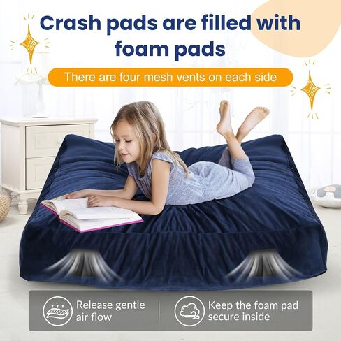 Crash Pads for Kids Sensory, Sensory Crash Pads for Autistic Children, Crash Pads Sensory Pads, Crash Pads Sensory, for Children and Adults,with Washable Cover (5 feet x 5 feet) Blue in Saudi Arabia