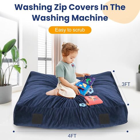 Crash Pads for Kids Sensory, Sensory Crash Pads for Autistic Children, Crash Pads Sensory Pads, Crash Pads Sensory, for Children and Adults,with Washable Cover (5 feet x 5 feet) Blue in Saudi Arabia
