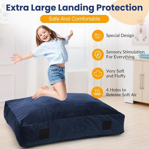 Crash Pads for Kids Sensory, Sensory Crash Pads for Autistic Children, Crash Pads Sensory Pads, Crash Pads Sensory, for Children and Adults,with Washable Cover (5 feet x 5 feet) Blue in Saudi Arabia