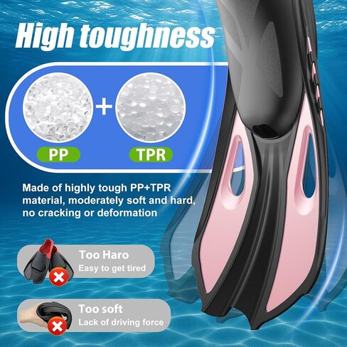 Snorkel Fins, Swim Fins Travel Size Short Adjustable for Snorkeling Diving Adult Men Women Open Heel Swimming Flippers in Saudi Arabia