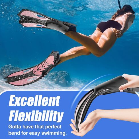 Snorkel Fins, Swim Fins Travel Size Short Adjustable for Snorkeling Diving Adult Men Women Open Heel Swimming Flippers in Saudi Arabia