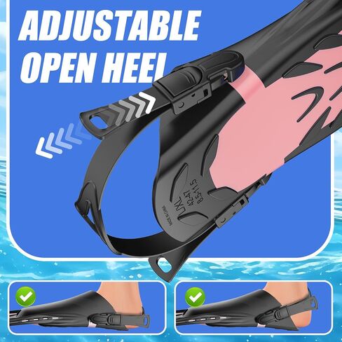 Snorkel Fins, Swim Fins Travel Size Short Adjustable for Snorkeling Diving Adult Men Women Open Heel Swimming Flippers in Saudi Arabia