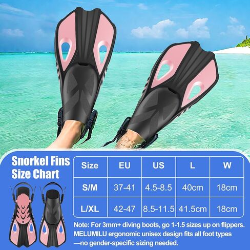 Snorkel Fins, Swim Fins Travel Size Short Adjustable for Snorkeling Diving Adult Men Women Open Heel Swimming Flippers in Saudi Arabia