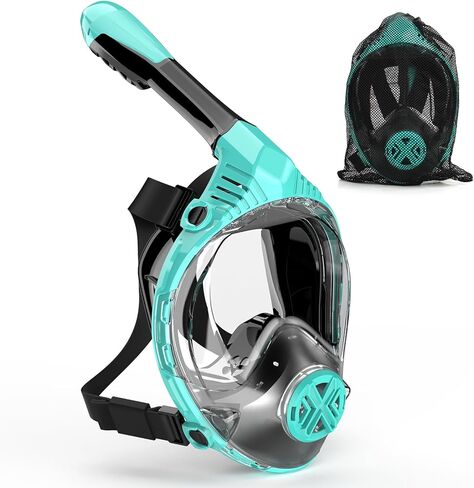 Full Face Snorkel Mask for Adults, Snorkeling Gear for Kids, Anti-Fog & Anti-Leak Design with 180° Panoramic View, Dry Top Breathing System, Ideal for Scuba Diving, Snorkeling in Saudi Arabia
