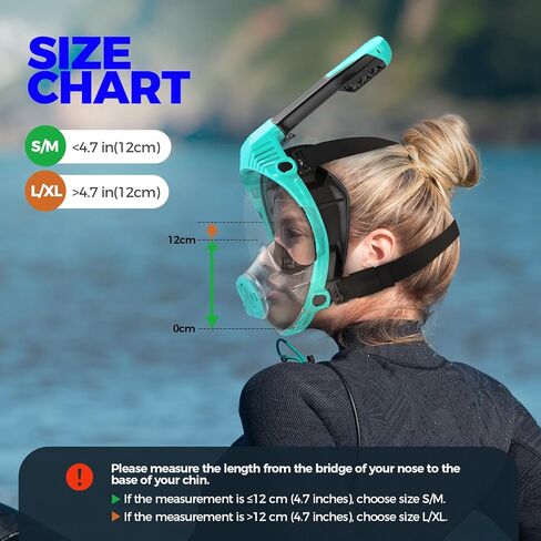 Full Face Snorkel Mask for Adults, Snorkeling Gear for Kids, Anti-Fog & Anti-Leak Design with 180° Panoramic View, Dry Top Breathing System, Ideal for Scuba Diving, Snorkeling in Saudi Arabia