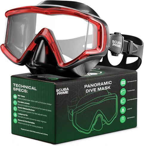 Pano 3 Scuba Diving Mask, Tempered Glass Snorkel Mask Three-Window Scuba Mask No-Leak Dive Mask Silicone Skirt Diving Mask for Snorkeling and Scuba Use in Saudi Arabia