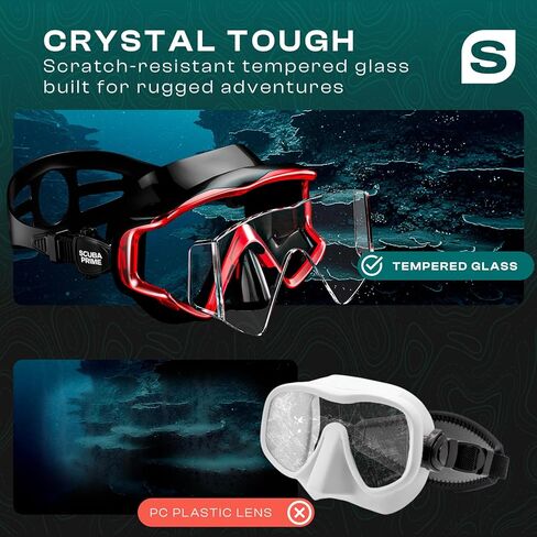 Pano 3 Scuba Diving Mask, Tempered Glass Snorkel Mask Three-Window Scuba Mask No-Leak Dive Mask Silicone Skirt Diving Mask for Snorkeling and Scuba Use in Saudi Arabia
