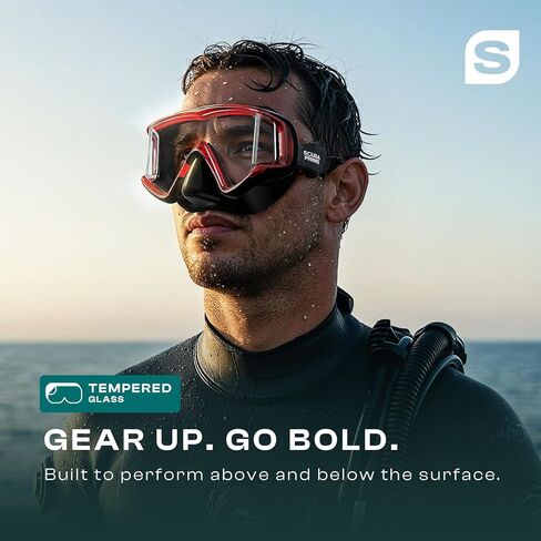 Pano 3 Scuba Diving Mask, Tempered Glass Snorkel Mask Three-Window Scuba Mask No-Leak Dive Mask Silicone Skirt Diving Mask for Snorkeling and Scuba Use in Saudi Arabia