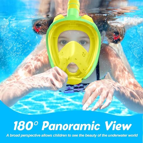 Greatever Snorkeling Gear for Kids，Ideal Gifts of Kids Snorkel Mask，Full Face Snorkel Mask Kids with Camera Mount，Safe Breathing for Enchanting Travel in Saudi Arabia