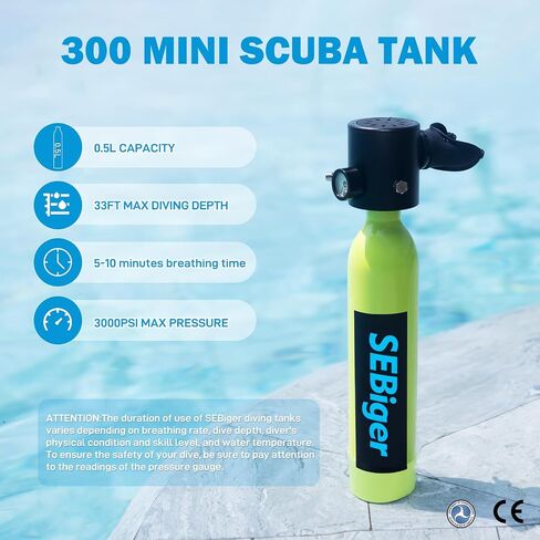 دبابة الغوص مع شهادة DOT قابلة لإعادة الاستخدام scuba 0.5L Pony Bottle دعم 5-10 دقائق اسطوانة الغوص مناسبة للعمل تحت الماء/الترفيه تحت الماء in Kuwait