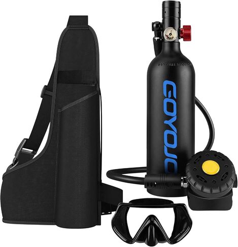 GOYOJO 1L Mini Scuba Tank with Mask – DOT Certified Portable Diving Air Tank, 3000 PSI Max Pressure, Pony Bottle Underwater Breathing Device for Snorkeling & Scuba Diving in Saudi Arabia