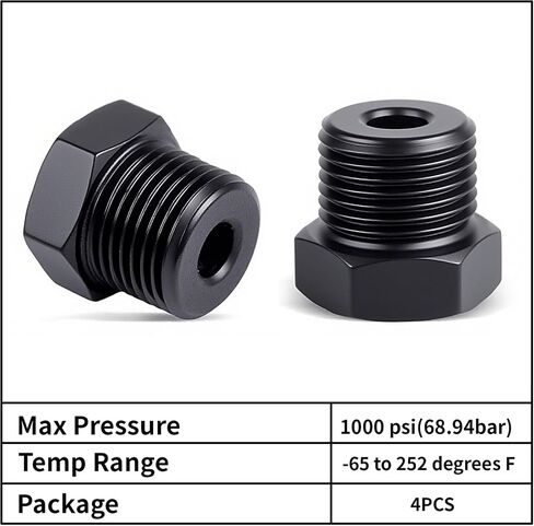 1/8 "NPT Plug Male Hex Hex Adapter Adapter Aluminium Black 4pcs in Saudi Arabia