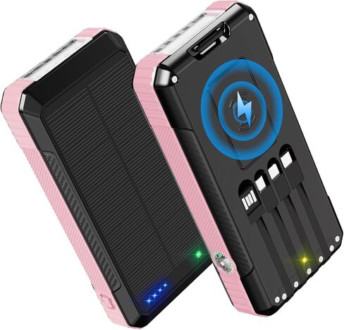 Solar Charger Power Bank 66800mAh Built in Hand Crank and 4 Cables 22.5W Fast Charging PowerBank 6 Outputs & 4 Inputs SOS/Strobe/Strong Camping Flashlights, Compass Solar Portable Charger in Saudi Arabia