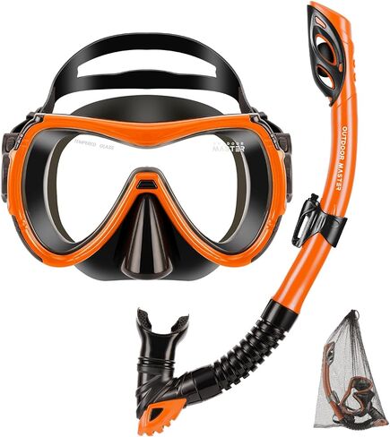 OutdoorMaster Mobula Snorkeling Gear for Adults, Diving Mask and Snorkel Set with Tempered Glass Anti-Fog, TOP Dry Snorkel for Diving Snorkeling Swimming in Saudi Arabia