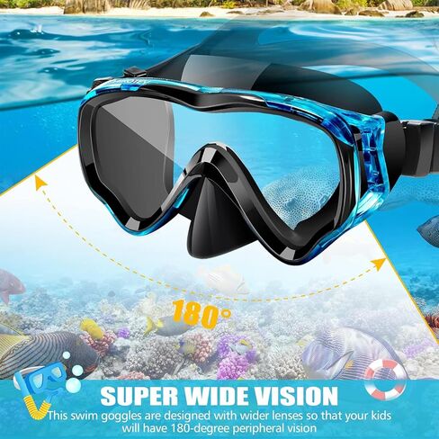 Snorkeling Set for Kids, Full Dry Snorkeling Mask Set for Adults, Anti-Fog Protection, Unisex,HD Panoramic View, Snorkeling Gear for Kids 4-14 Age in Saudi Arabia