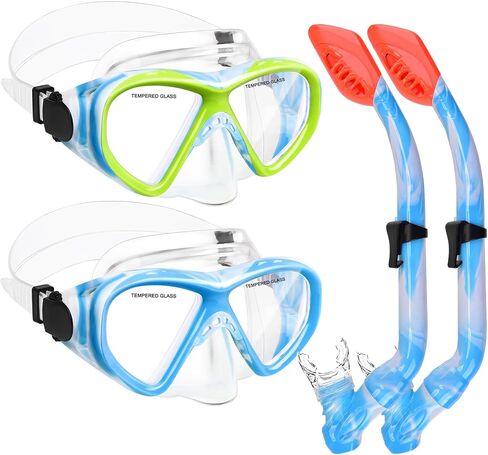 مجموعتان معدات الغطس للأطفال ، تم تعيين كيدز على سن 6-14 ، قناع Snorkel Dry Top for Youth Boys Girls ، in Kuwait
