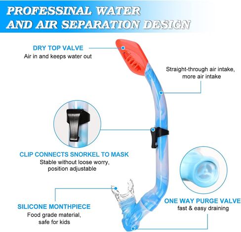 مجموعتان معدات الغطس للأطفال ، تم تعيين كيدز على سن 6-14 ، قناع Snorkel Dry Top for Youth Boys Girls ، in Kuwait