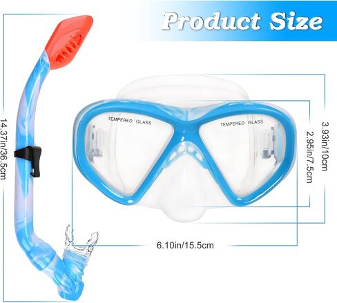 مجموعتان معدات الغطس للأطفال ، تم تعيين كيدز على سن 6-14 ، قناع Snorkel Dry Top for Youth Boys Girls ، in Kuwait