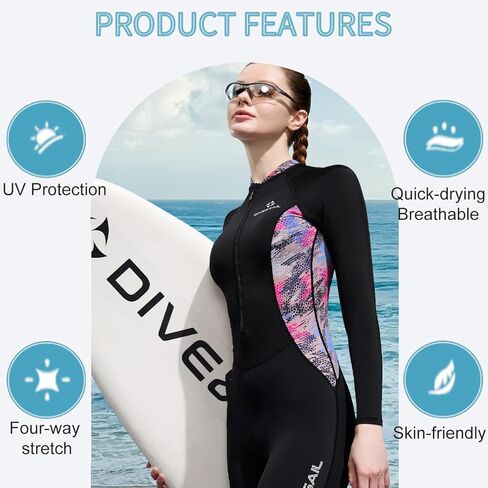 Dive Skin Full Body for Women Men Youth Rash Guard Swimsuit Wetsuit Skin Front Zipper UV Protection One Piece Bathing Suit for Diving Surfing Snorkeling Spearfishing Skin in Kuwait