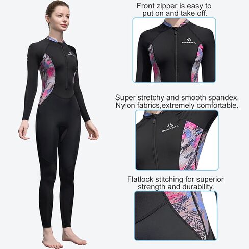 Dive Skin Full Body for Women Men Youth Rash Guard Swimsuit Wetsuit Skin Front Zipper UV Protection One Piece Bathing Suit for Diving Surfing Snorkeling Spearfishing Skin in Kuwait