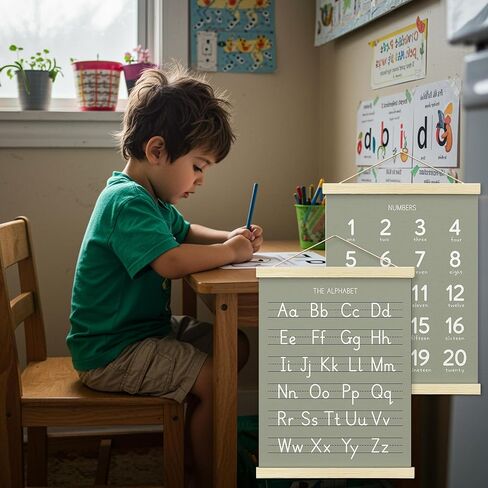 أرقام bonetat ملصق الأبجدية لأطفال الحضانة الصغار ، تشكيل الحروف الصحيحة على خط الورق ، ديكور جدار غرفة اللعب ، ABC Wall Chart ، مرحلة ما قبل المدرسة ديكور الأطفال ديكور جدار الأطفال ، لافتة الأبجدية الخشبية-A02 in Kuwait