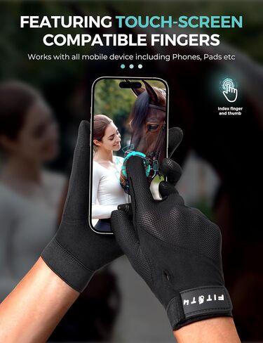 FitsT4 Sports Horse Riding Gloves Equestrian Women Mesh Breathable Gloves for Horseback Riding Touchscreen in Saudi Arabia