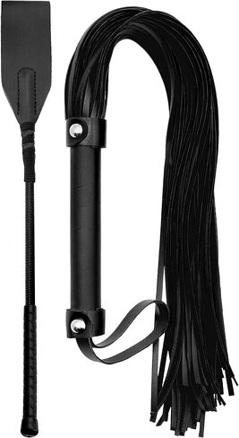 Leather Riding Crop for Adult Play, Faux Leather Riding Flogger Whip Black 18" for Play Paddle for Adults in Saudi Arabia
