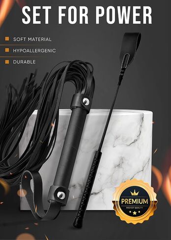 Leather Riding Crop for Adult Play, Faux Leather Riding Flogger Whip Black 18" for Play Paddle for Adults in Saudi Arabia
