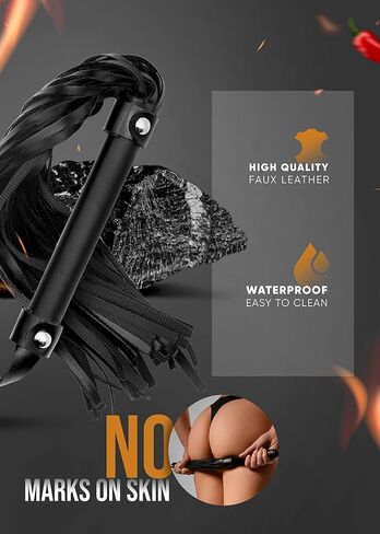 Leather Riding Crop for Adult Play, Faux Leather Riding Flogger Whip Black 18" for Play Paddle for Adults in Saudi Arabia