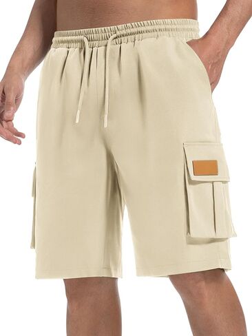 Mens Cargo Shorts Lightweight Stretch Hiking Shorts Casual Shorts Elastic Waistband 5 Pockets Work Shorts in Kuwait
