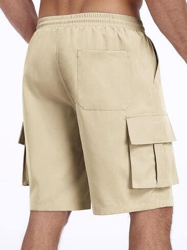 Mens Cargo Shorts Lightweight Stretch Hiking Shorts Casual Shorts Elastic Waistband 5 Pockets Work Shorts in Kuwait