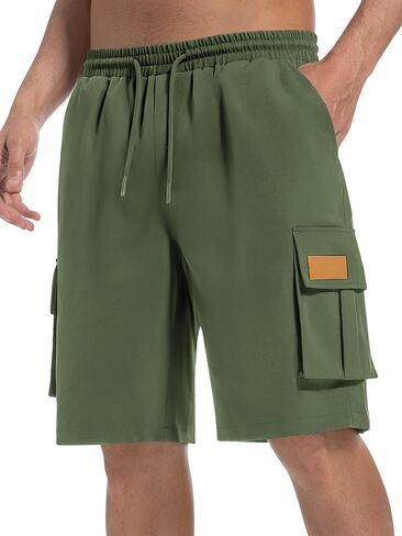 Mens Cargo Shorts Lightweight Stretch Hiking Shorts Casual Shorts Elastic Waistband 5 Pockets Work Shorts in Kuwait
