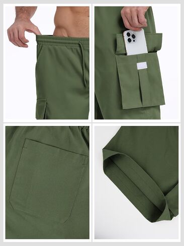 Mens Cargo Shorts Lightweight Stretch Hiking Shorts Casual Shorts Elastic Waistband 5 Pockets Work Shorts in Kuwait